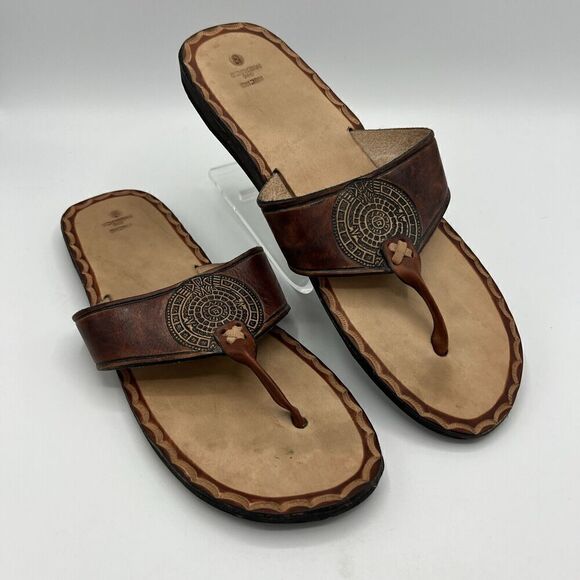 Women's Mexican Leather Handmade Boho Hippie Sandal Huaraches Brown Size 10 - Picture 1 of 10